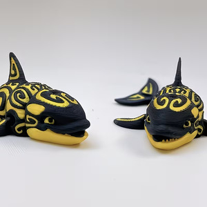Colgante de Peluche Corto Impreso en 3D con Diseño de Ballena Rúnica Negra y Dorada, 31cm-50cm, 14+ Superventas Transfronterizo <span class=keywords><strong>TIKTOK</strong></span> para Figuras de Cuerpo Completo - Product Image 2