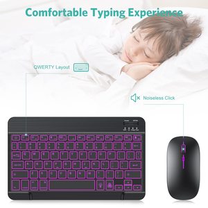 Ensemble clavier et souris sans fil avec logo OEM, clavier rétroéclairé RVB, souris silencieuse rechargeable pour le bureau - Product Image 5