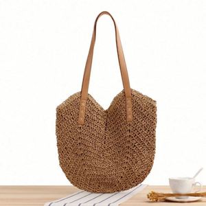 Bolso de Hombro de Paja Tejida Calada para Mujer, Novedad de Verano, Bolso de Playa de Moda, Resistente al Agua y Portátil - Product Image 1