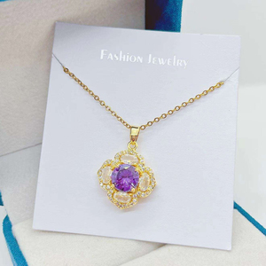 Haute Qualité 18k Plaqué Or En Acier Inoxydable Fleur Zircon Collier bijoux Plein Zircon Fleur Pendentif Collier pour les Femmes - Product Image 1