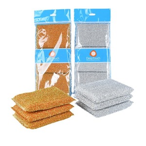 DeepTouch Scouring Pads 3-Pack Thickened Gold Silver High Density Dishwashing Cleaning Pads Rectangle Shape For Pots And Pans - Product Image 1