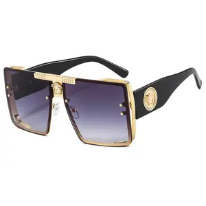Venta caliente moda sobredimensionado cuadrado gafas de hombres de lujo, diseñador de marca, gafas de sol de Metal 2022
