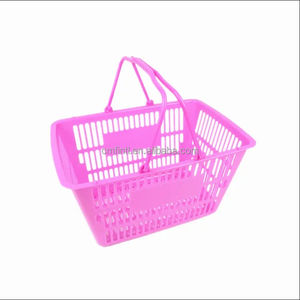 일본 브랜드 슈퍼마켓 쇼핑 바구니 작은 플라스틱 금속 건설 유명 브랜드 스낵 부티크 핑크 컬러 - Product Image 3