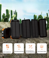 Chargeur solaire sans fil 20000mAh, bloc d'alimentation à manivelle avec panneaux solaires détachables, câble intégré, allume-cigare