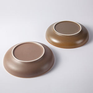 Plato Redondo de Porcelana Marrón Mate de 8'' Estilo Marroquí Mexicano Bávaro, Económico para Hoteles, para Cena, Postre, Fruta o Ensalada - Product Image 5