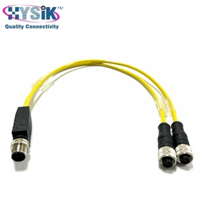 M12 A-gecodeerde 4-pins kabel mannelijk naar 2 vrouwelijke Y-connector pigtail voor AGV navigatiesensor arrays - Product Image 5