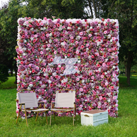 DKB Panneau Mural Floral en Soie de Haute Qualité, Mur de Fleurs Artificielles Rose 5D Sur Mesure pour Décoration de Mariage et Fond de Scène
