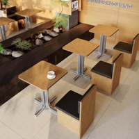 Set di Tavoli e Sedie per Ristoranti Commerciali, Design alla Moda in Legno Imbottito per Bar, Caffè, Hotel