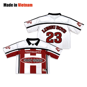เสื้อฟุตบอลสตรีทแวร์แบบสั่งทำพิเศษ ดีไซน์วินเทจผ้าตาข่าย ทรงโอเวอร์ไซส์ แขนสั้น ระบายอากาศได้ดี เหมาะสำหรับฤดูร้อน ผลิตจากโพลีเอสเตอร์ 100% - Product Image 1