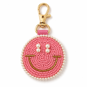 Sstringz <b>Custom</b> Handmade Smiley Face Beaded Keychain Trendy Colorful Bag Charm <b>Key</b> <b>Ring</b> Accessory for Everyday Use - Product Image 6