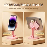 Support de téléphone de bureau pliable antidérapant en acrylique en forme de cochon, réglable en hauteur et en angle, avec porte-monnaie rotatif porte-bonheur, logo personnalisé, cadeau