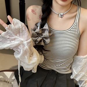 Camiseta sin Mangas a Rayas Estilo Pure Desire para Mujer, 100% Algodón, Ajustada, para Usar en Capas o al Aire Libre - Product Image 1