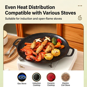 <span class=keywords><strong>Plaque</strong></span> <span class=keywords><strong>de</strong></span> barbecue coréenne portable à double poignée pour camping <span class=keywords><strong>en</strong></span> extérieur et usage domestique, idéale pour rôtir et frire les œufs - Product Image 4
