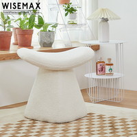 WISEMAX FURNITURE Pouf de salon moderne de luxe, petite table d'appoint ronde, tabouret de maquillage, repose-pieds en laine d'agneau, petit fauteuil ottoman