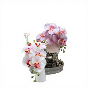 Poetic 7 Head Phalaenopsis Butterfly Orchid <b>Artificial</b> <b>Flower</b> Faux White Head Realistic 3D Painting Handmade Modern Orchid - Product Image 3