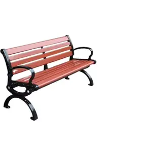 WPC 슬랫 벤치 나무 플라스틱 복합 보드 솔리드 패널 공원 정원 주조 벤치 등받이 의자가있는 야외 벤치