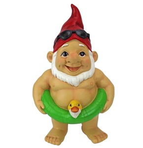 Mignon Résine Sexy Gnome De Jardin Nu Avec Swing Anneau Statue Piscine Plage Décoration - Product Image 1