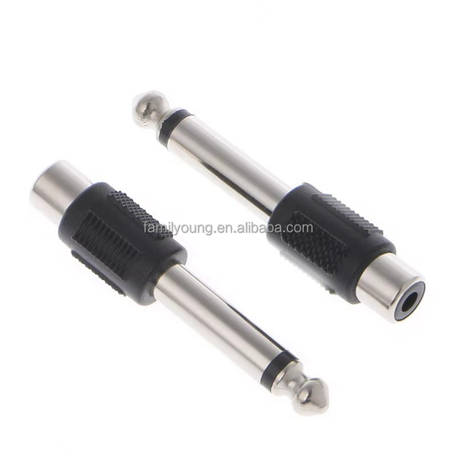 1/4in 6.35mm Male Plug to RCA Female Jack Speaker Connector Mono 6.35mm to RCA Audio Adapter Connectors for DIY FM Microphone