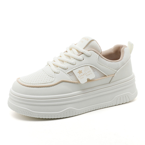 LYKU 2026 Evergreen Spring Lace-up Fashion Trend Women's Mesh Breathable Anti-Slip Casual Sporty White Shoes - Product Image 3
