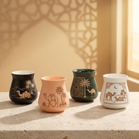 Tasse à café en céramique au design moderne du Moyen-Orient, sans anse, avec glaçure réactive dégradée, logo personnalisé, souvenir Finjan avec boîte