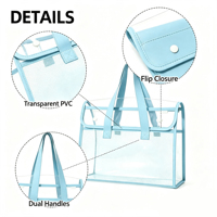 Pochette transparente en PVC imperméable avec fermeture à bouton, sac à main transparent pour documents, idéal pour le bureau, l'école, les examens et le rangement professionnel