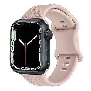 RYB Fancy <span class=keywords><strong>Bracelet</strong></span> de montre en silicone gravé fleur respectueux de la peau pour <span class=keywords><strong>Apple</strong></span> <span class=keywords><strong>Watch</strong></span> Series 8 7 SE Ultra 49mm 45mm 41mm - Product Image 5