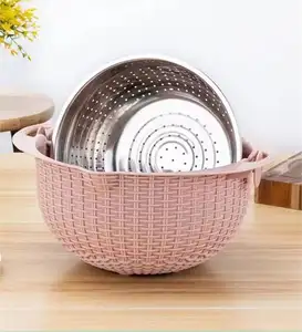 Good Quality Stainless Steel Home Kitchen Use Rotatable Colanders Strainer Bowl