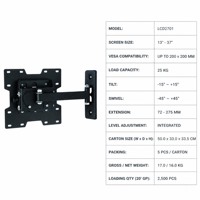 Support mural pour téléviseur DMP LCD2701 à mouvement complet, support pour moniteur 13-37 pouces, acier, VESA 200x200, pivotant, inclinable, extensible