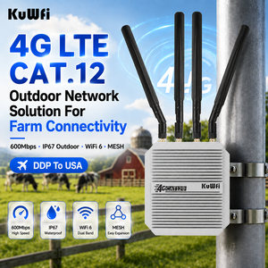 <span class=keywords><strong>Routeur</strong></span> WiFi6 extérieur <span class=keywords><strong>4G</strong></span> <span class=keywords><strong>LTE</strong></span> Cat.12 <span class=keywords><strong>KuWFi</strong></span> DDP vers les États-Unis, double bande, MESH, étanche IP67, modem <span class=keywords><strong>4G</strong></span> 2*SIM pour solution de réseau agricole - Product Image 1