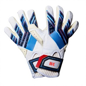 Gants de gardien de but de football en latex allemand extensible blanc et bleu, design personnalisé, latex allemand de 3 mm injecté - Product Image 6