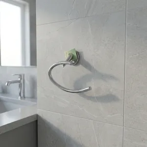 Diagonal Argolla DCHA Ring Towel Holder in Polished Chrome Modern Design Wall Mounted <b>Bathroom</b> <b>Accessory</b> Made in Spain - Product Image 1