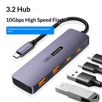 Hub multiport Type C 4 en 1 10G avec ports USB3.2 haute vitesse, compatible avec les ordinateurs portables USBC et les appareils Type C Gen2