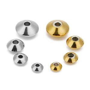 18K Gold Plated Stainless Steel Abacus <b>Beads</b> 4 5 6 8MM Round Flying Saucer <b>For</b> <b>Bracelet</b> Making Jewelry Accessories - Product Image 4