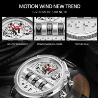 Montre électronique à quartz de luxe pour hommes, montres d'affaires pour hommes, montre-bracelet créative pour hommes, montre unique avec date rotative, bracelet en cuir