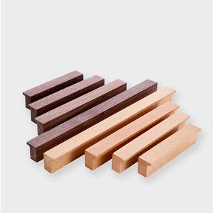 Walnut Simple Modern Solid Wood <strong>Pull</strong> Handle <strong>Light</strong> Luxury Retro Brass Cabinet Door &amp; Dresser Drawer <strong>Pull</strong> for Bedroom Kitchen Use - Product Image 2
