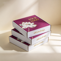 Boîte cadeau de luxe avec estampage à chaud, lotus violet, livraison express en 72h, boîte d'abonnement en carton imperméable