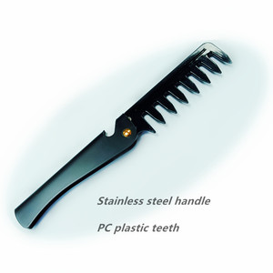 Pettine Pieghevole con Logo Personalizzato di Fabbrica, Denti Larghi e Grandi, Manico in Acciaio Inox, Denti in Plastica PC, Pettine Richiudibile da Viaggio e Salone - Product Image 5
