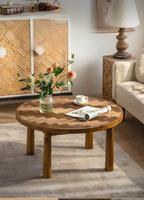 Ensemble de table basse en bois massif de style Wabi-sabi, moderne, simple et haut de gamme, table basse de style japonais pour le salon