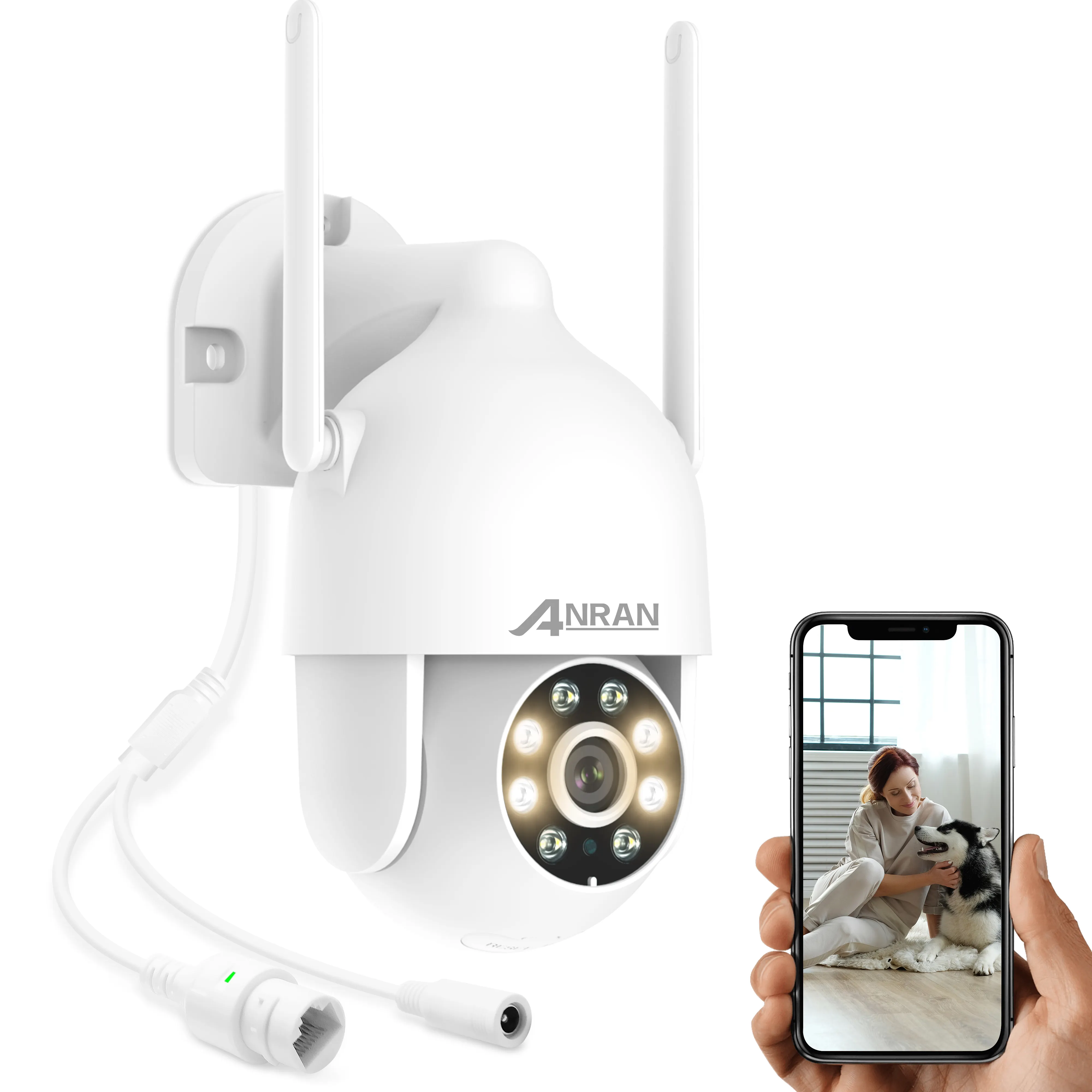 ANRAN 5MP wi-fi telecamera di sicurezza di sorveglianza impermeabile esterna telecamera Wifi PTZ con registrazione della scheda SD audio bidirezionale