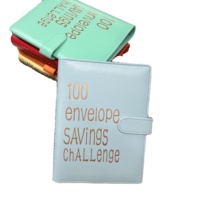 Carnet de budget A5 à spirale effet marbre, idéal pour le défi d'épargne des 100 jours, avec pochettes pour cartes et billets, personnalisable avec logo – Nouveauté très prisée