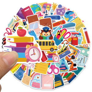 50 Pegatinas con Temática de Regreso a Clases, Lindas Pegatinas Decorativas de Papelería, Calcomanías de Graffiti para Manualidades, Pegatinas de Dibujos Animados - Product Image 6