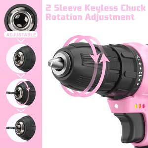12V màu hồng không dây điện khoan trình điều khiển và dụng cụ cầm tay 45 cái công cụ thiết lập nhà công cụ Kit cho Diy Nhà bảo trì - Product Image 4