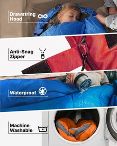 Sac de couchage léger et compact pour adultes et enfants de 10 à 12 ans, imperméable, rembourré en polyester, pour le camping, la randonnée et les voyages en sac à dos par temps froid - Product Image 4
