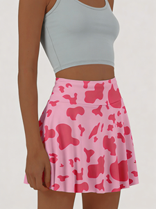 Falda plisada con estampado de vaca rosa de cintura alta y talla grande con pantalones cortos incorporados |   Minifalda Deportiva para Tenis y Fitness - Product Image 5