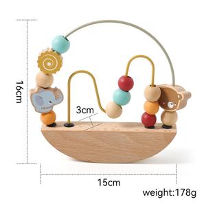 Jouet éducatif Montessori en bois, labyrinthe de perles, développement de la motricité fine pour les tout-petits, activité d'apprentissage, abaque animal, blocs de jouets, cadeau pour enfants - Product Image 5
