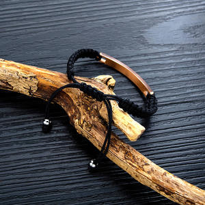 Bracelet personnalisé avec logo gravé en plaque métallique, corde ajustable, pour <span class=keywords><strong>couple</strong></span>, fait à la main, 2 pièces - Product Image 2