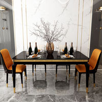 Villa personnalisée Table de salle à manger antique italienne Ensemble de chaises de table à manger rectangulaire de luxe Ensemble de 6 chaises Vente directe d'usine