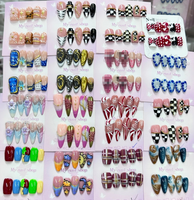 Offre Spéciale : 10 faux ongles en acrylique faits main, réutilisables, style cercueil, avec motif papillon, à presser pour les doigts