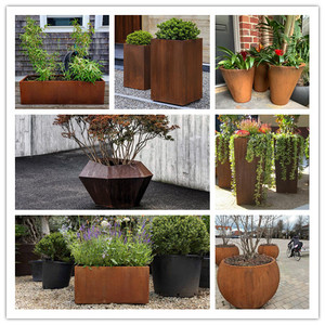 Chậu Trồng Hoa Bằng Sợi Thủy Tinh Thép Hình Corten Phong Cách Hiện Đại Lớn Chậu Trồng Hoa Bằng Thép Hình Corten - Product Image 6