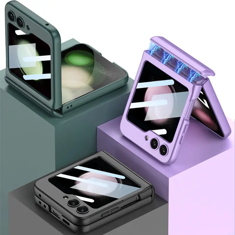 삼성 갤럭시 Z 플립 5 일반 드롭 방지 보호 접이식 전화 케이스 용 럭셔리 마그네틱 슬림 케이스